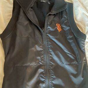 Black Puffer Vest with Orange Logo